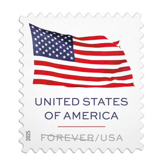 2025 American Flags Coil/roll of 100 Sealed USPS Forever Postage Stamps